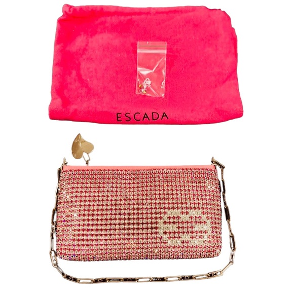 ESCADA coral pink handbag with crystals. NWOT - Picture 13 of 14